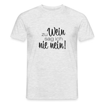 Zu Wein sag ich nie nein - Spruch Weinliebhaber - Männer T-Shirt - Grau meliert - Vorne - AI Model Male 178 dark (178cm)