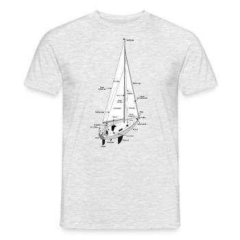 Segelbootbezeichnungen - Männer T-Shirt - Grau meliert - Vorne - AI Model Male 178 dark (178cm)