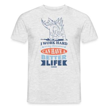 I Work Hard So My Dinosaur Can Have A Better Life - Männer T-Shirt - Grau meliert - Vorne - AI Model Male 178 dark (178cm)