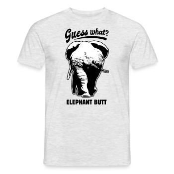 Guess what? Elephant Butt - funny saying - Männer T-Shirt - Grau meliert - Vorne - AI Model Male 178 dark (178cm)