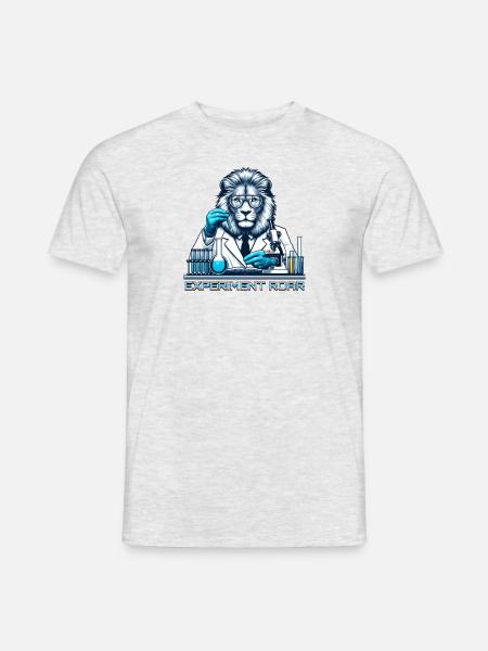 Löwen-Lab: Experiment Roar - Männer T-Shirt - Grau meliert