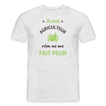 Je suis agriculteur humour tracteur agriculture - T-shirt homme - gris chiné - Devant - AI Model Male 178 dark (178cm)