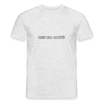 DIEU M'A SAUVÉ - T-shirt homme - gris chiné - Devant - AI Model Male 178 dark (178cm)