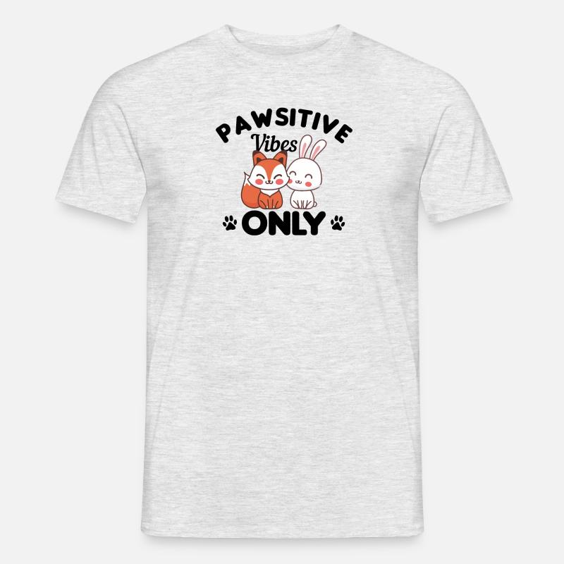 Tiere Pawsitive Vibes Nur Geschenk - Männer T-Shirt - Grau meliert