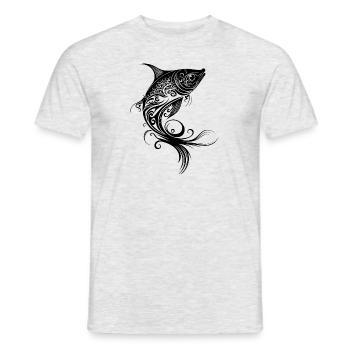 Fish Tribal Tattoo Style Sea Lake River Nature - Men's T-Shirt - heather grey - Front - AI Model Male 178 dark (178cm)