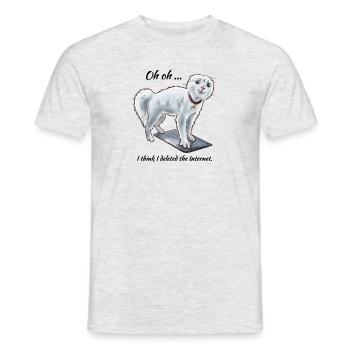 Ich habe das Internet gelöscht lustige Katze Minou - Männer T-Shirt - Grau meliert - Vorne - AI Model Male 178 dark (178cm)