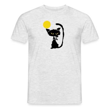 Die Katze fliegt zum Mond - Männer T-Shirt - Grau meliert - Vorne - AI Model Male 178 dark (178cm)