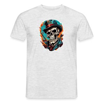 Skull / Totenkopf / Skelett / Gothic / Tattoo - Männer T-Shirt - Grau meliert - Vorne - AI Model Male 178 dark (178cm)