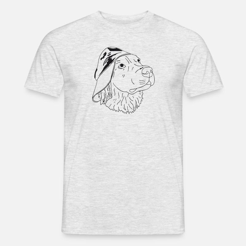 Golden Retriever mit Cap - Männer T-Shirt - Grau meliert