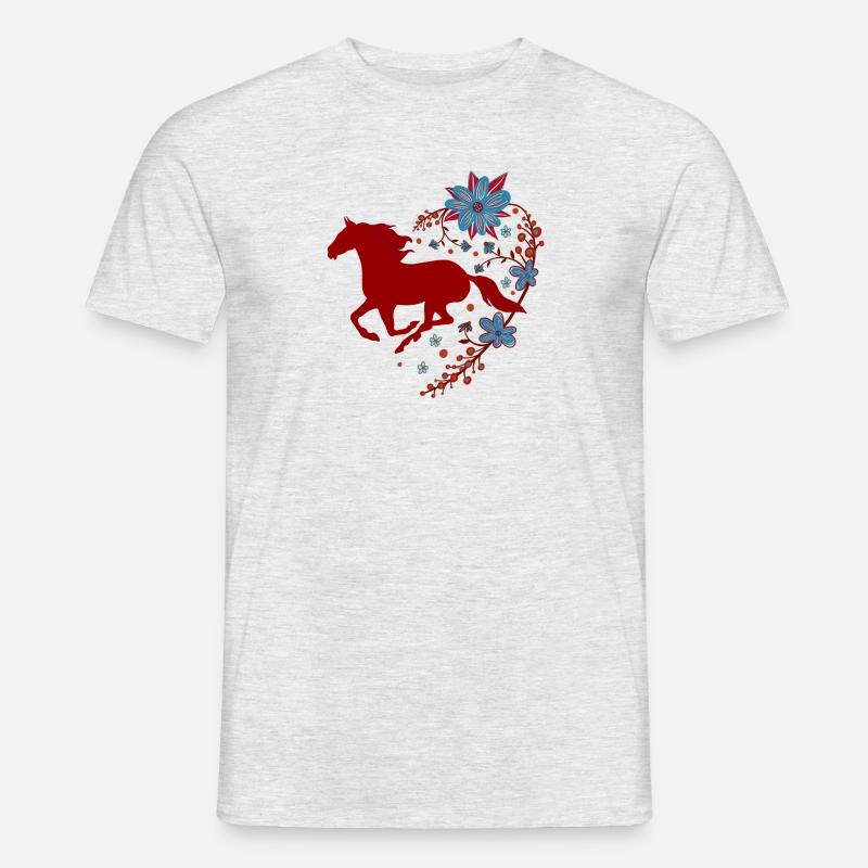Rotes Pferd - Männer T-Shirt - Grau meliert