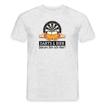 Darts Und Bier Darum Bin Ich Hier Dart Sprüche - Männer T-Shirt - Grau meliert - Vorne - AI Model Male 178 dark (178cm)