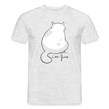Rückansicht Flauschige Katzensilhouette - Männer T-Shirt - Grau meliert - Vorne - AI Model Male 178 dark (178cm)