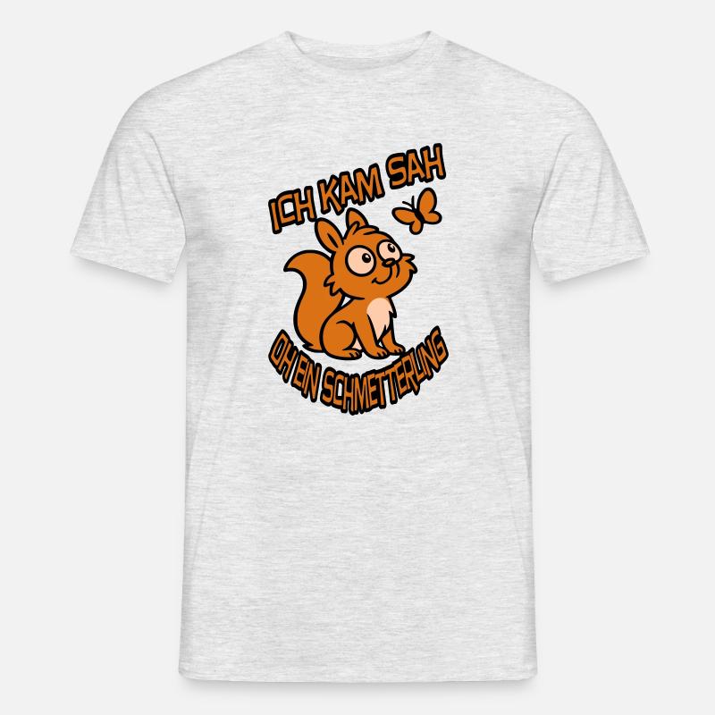 Verträumtes Eichhörnchen mit Spruch - Männer T-Shirt - Grau meliert