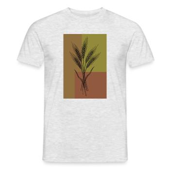 Weizen Ähren Line Art – Botanisches Design - Männer T-Shirt - Grau meliert - Vorne - AI Model Male 178 dark (178cm)