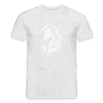Elegantes Pferd im Tribal Line Art Stil - Männer T-Shirt - Grau meliert - Vorne - AI Model Male 178 dark (178cm)