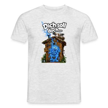 Dich soll doch... der Blitz beim Scheissen treffen - Männer T-Shirt - Grau meliert - Vorne - AI Model Male 178 dark (178cm)
