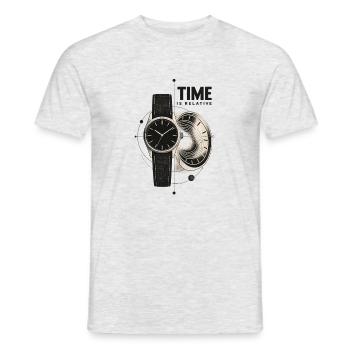 Zeitrelativität Uhr und Wurmloch - Männer T-Shirt - Grau meliert - Vorne - AI Model Male 178 dark (178cm)