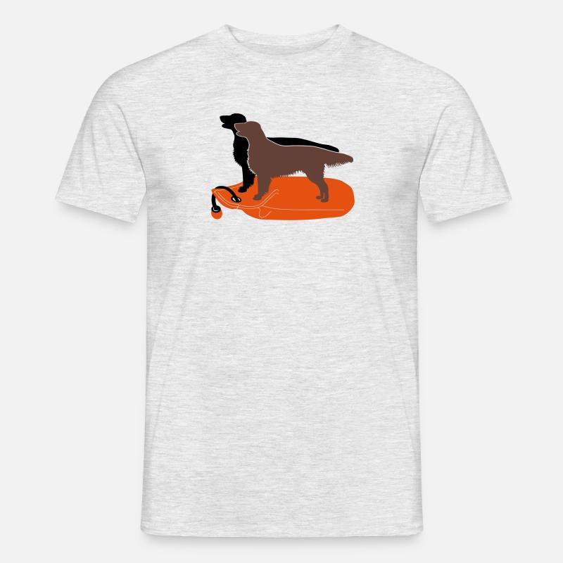 2 Flat Coated Retriever auf Dummy - Männer T-Shirt - Grau meliert