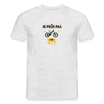 Je Peux Pas J'ai VTT - T-shirt homme - gris chiné - Devant - AI Model Male 178 dark (178cm)
