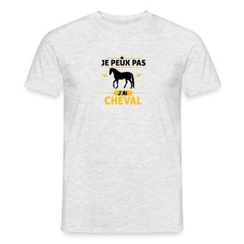 Je Peux Pas J'ai Cheval idée cadeau cheval humour - T-shirt homme - gris chiné - Devant - AI Model Male 178 dark (178cm)