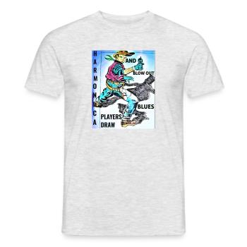 HARMONICA PLAYERS DRAW AND BLOW OUT BLUES - Men's T-Shirt - heather grey - Front - AI Model Male 178 dark (178cm)