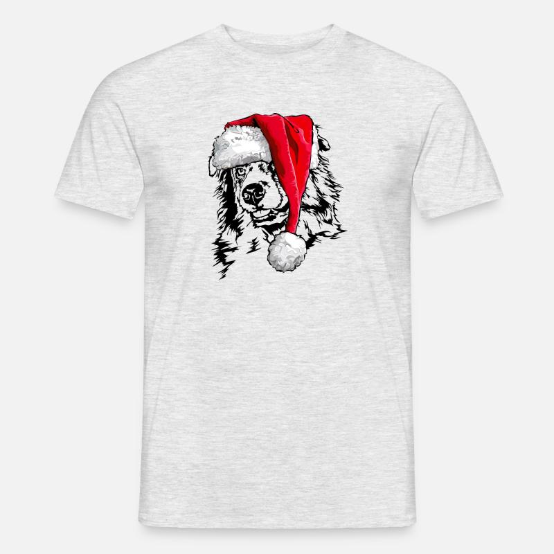 Santa AUSTRALIAN SHEPHERD Weihnachten Wilsigns - Männer T-Shirt - Grau meliert