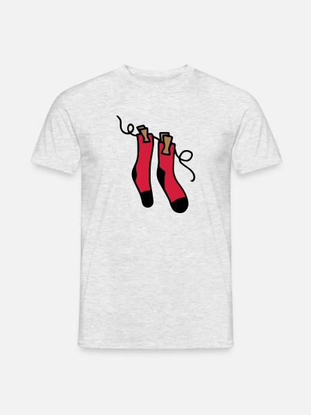Chaussettes sur corde à linge - Idée cadeau de chaussettes colorées - T-shirt homme - gris chiné