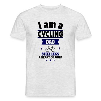 Father's Day Gift Cyclist Dad with Heart - Men's T-Shirt - heather grey - Front - AI Model Male 178 dark (178cm)