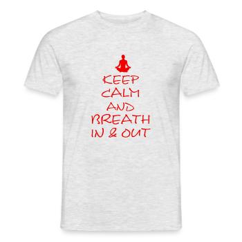 Yoga, Breath in and out, Namaste, Om, keep calm - Männer T-Shirt - Grau meliert - Vorne - AI Model Male 178 dark (178cm)