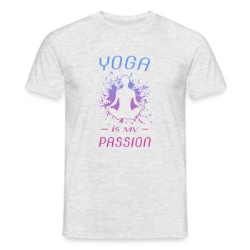 YOGA - Männer T-Shirt - Grau meliert - Vorne - AI Model Male 178 dark (178cm)