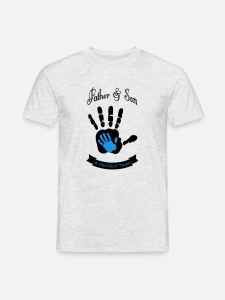 Father and Son, Vater und Sohn - Männer T-Shirt - Grau meliert