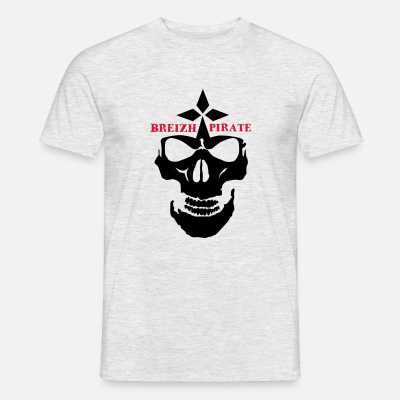 Breizh pirata teschio e ossa incrociate ermellino - T-shirt uomo - grigio melange