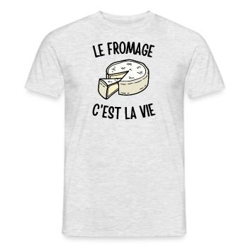 Le fromage c'est la vie - T-shirt homme - gris chiné - Devant - AI Model Male 178 dark (178cm)