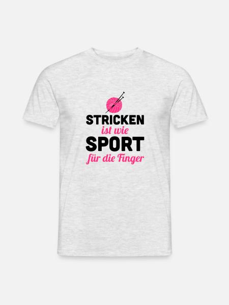 Stricken ist wie Sport - für die Finger - Männer T-Shirt - Grau meliert
