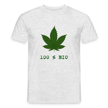 254 - Cannabis, 100% Bio - Männer T-Shirt - Grau meliert - Vorne - AI Model Male 178 dark (178cm)