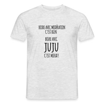 boire avec Juju c'est mieux ! - T-shirt homme - gris chiné - Devant - AI Model Male 178 dark (178cm)