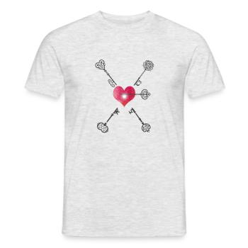 La clé de mon cœur - T-shirt homme - gris chiné - Devant - AI Model Male 178 dark (178cm)