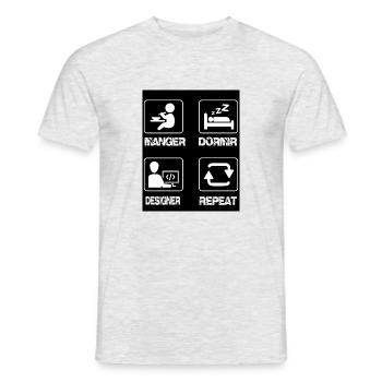 manger dormir designer boucle - T-shirt homme - gris chiné - Devant - AI Model Male 178 dark (178cm)