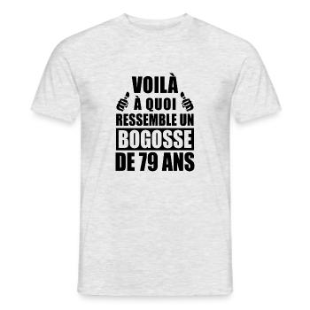 bogosse de 79 ans / cadeau anniversaire 79 ans - T-shirt homme - gris chiné - Devant - AI Model Male 178 dark (178cm)