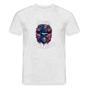 Proud Patriot american skull with guns, 4th july - Men's T-Shirt - heather grey - Front - AI Model Male 178 dark (178cm)