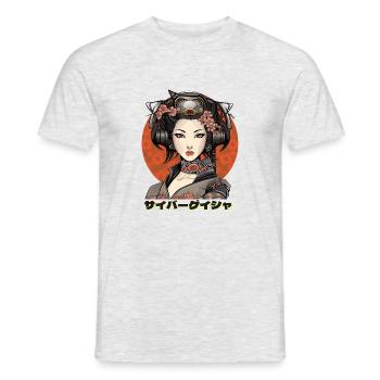 Cyber Geisha 2 - Men's T-Shirt - heather grey - Front - AI Model Male 178 dark (178cm)