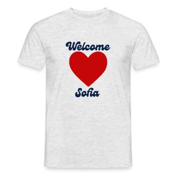 Sofia willkommen - Männer T-Shirt - Grau meliert - Vorne - AI Model Male 178 dark (178cm)