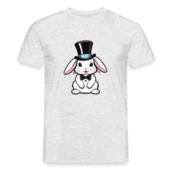 Weißes Kaninchen mit Hut und Fliege - Männer T-Shirt - Grau meliert - Vorne - AI Model Male 178 dark (178cm)
