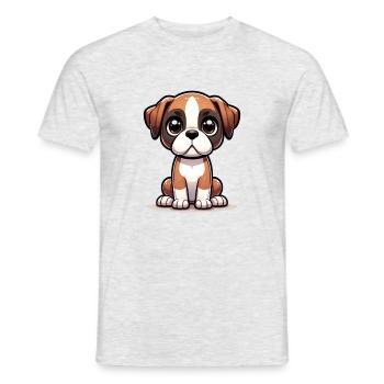 Digital illustration of cute Boxer dog - Men's T-Shirt - heather grey - Front - AI Model Male 178 dark (178cm)