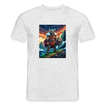 Wikingerkrieger - Männer T-Shirt - Grau meliert - Vorne - AI Model Male 178 dark (178cm)