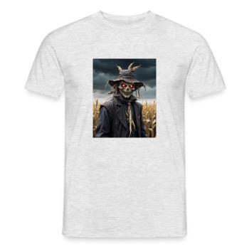 Vogelscheuche auf einem Feld dunkler Horror gruselig Halloween - Männer T-Shirt - Grau meliert - Vorne - AI Model Male 178 dark (178cm)