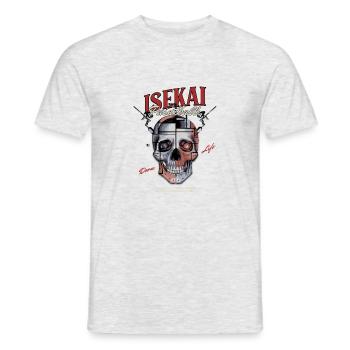 Paintball Isekai à Halloween avec un crâne de cristal - T-shirt homme - gris chiné - Devant - AI Model Male 178 dark (178cm)