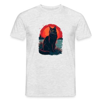 cat in the dark - T-shirt homme - gris chiné - Devant - AI Model Male 178 dark (178cm)