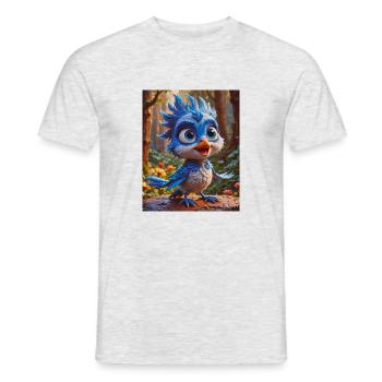 Oiseaux super mignons autour du monde – Geai bleu - T-shirt homme - gris chiné - Devant - AI Model Male 178 dark (178cm)