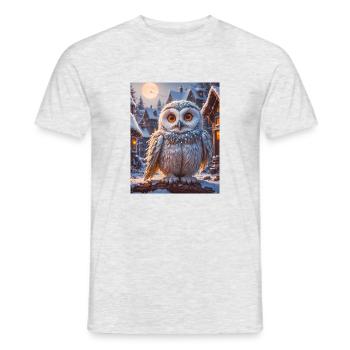 Super süße Vögel – Schneeeule - Männer T-Shirt - Grau meliert - Vorne - AI Model Male 178 dark (178cm)